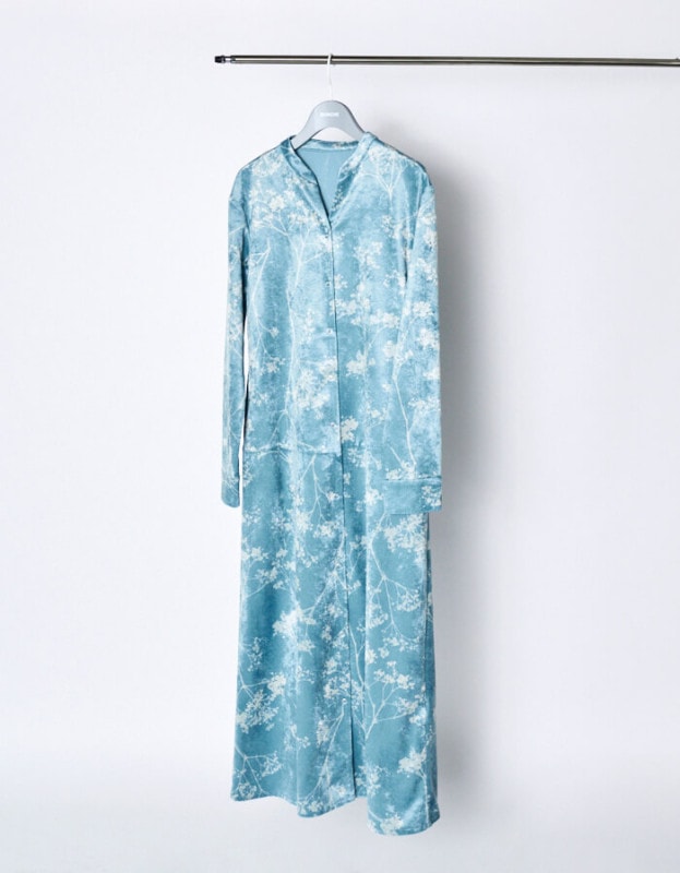 Tree Shade Velor Dress / sax blue