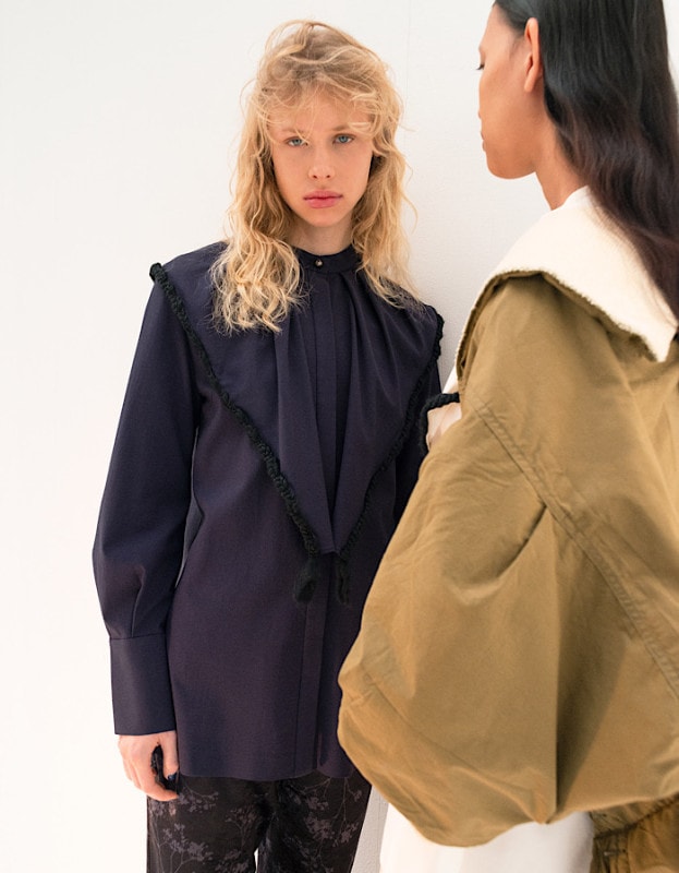 Bond Yarn Collar Blouse / navy