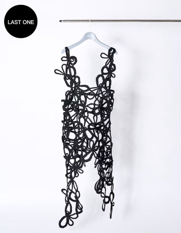 Flower Bond Yarn Dress / black