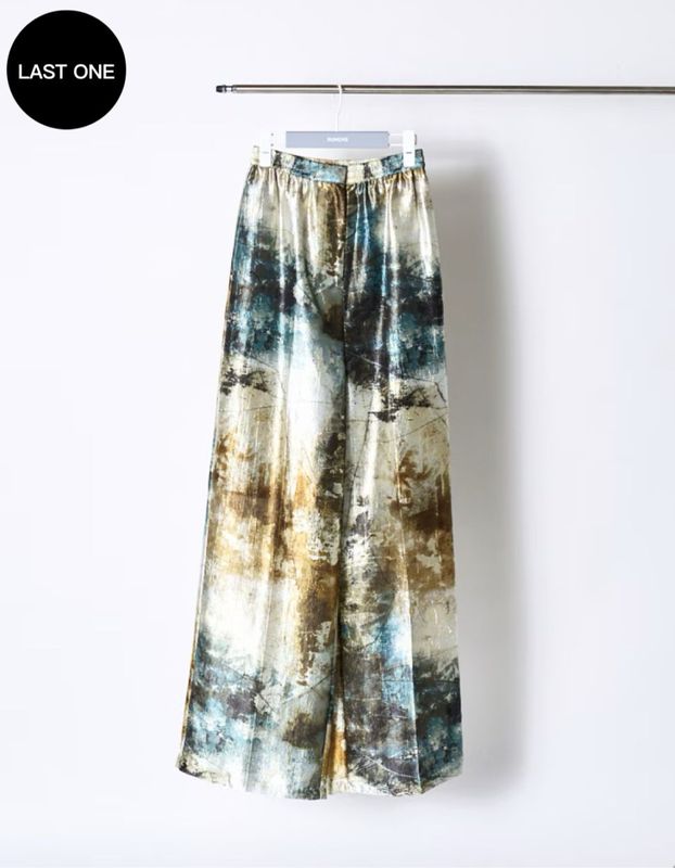Mineral Print Shinny Trousers / navy