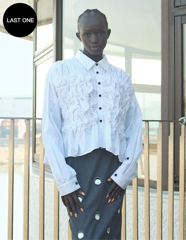 Shirring Cotton Shirt / white