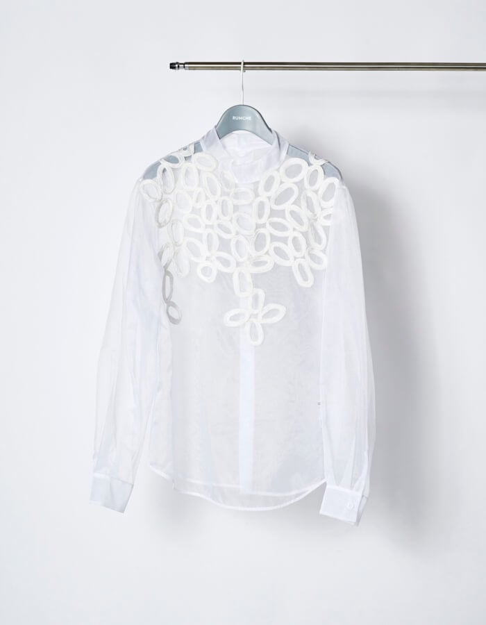 Embroidery Sheer Tops / white | TOPS,BLOUSE | RUMCHE