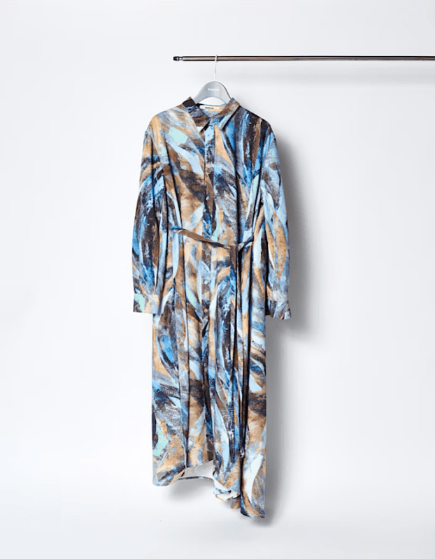 Wing Print Shirt Dress / blue