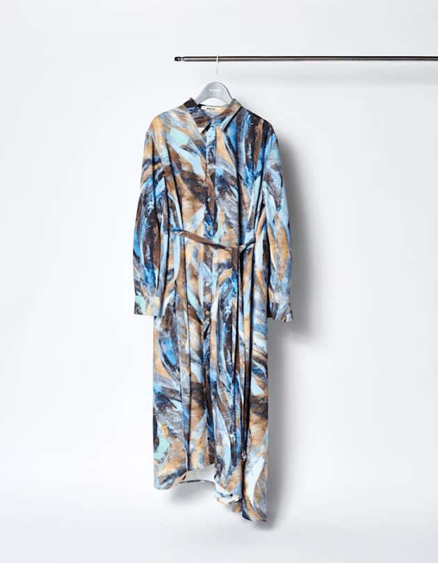 Wing Print Shirt Dress / blue | DRESS | RUMCHE OFFICIAL ONLINE STORE