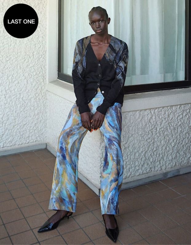 Wing Print Trousers / blue