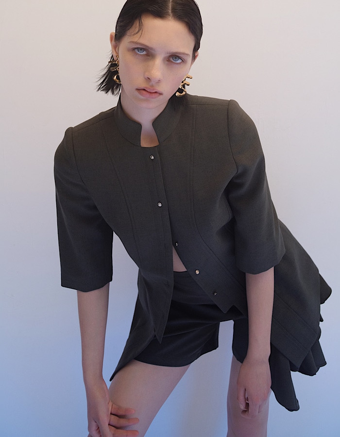 Stand Collar Jacket / khaki | OUTERS,JACKET | RUMCHE OFFICIAL