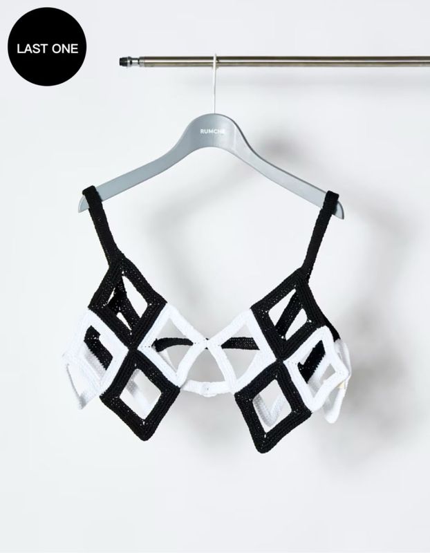 Diamond Bond Yarn Bustier / white