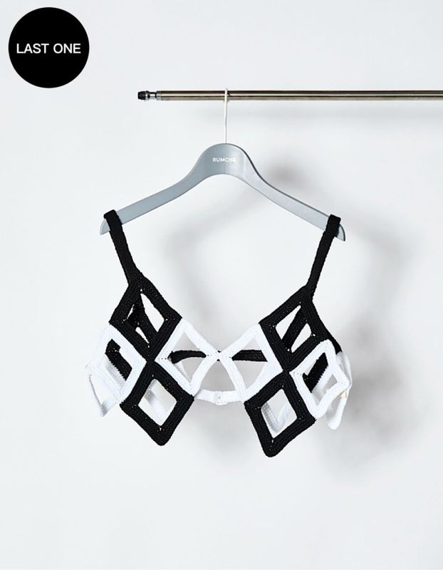 Diamond Bond Yarn Bustier / white