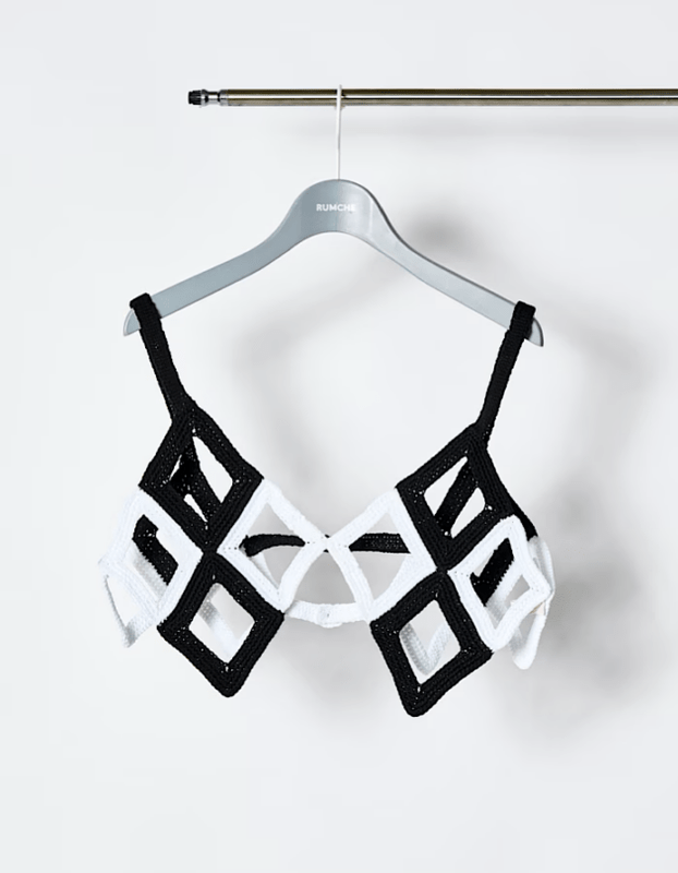 Diamond Bond Yarn Bustier / white