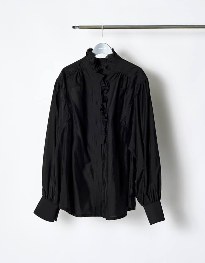 Half Moon Ruffle Blouse / black | TOPS,BLOUSE | RUMCHE OFFICIAL