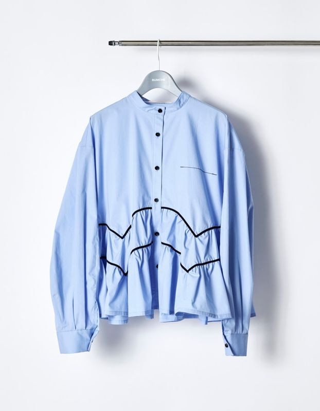 Piping Gathered Blouse / sax