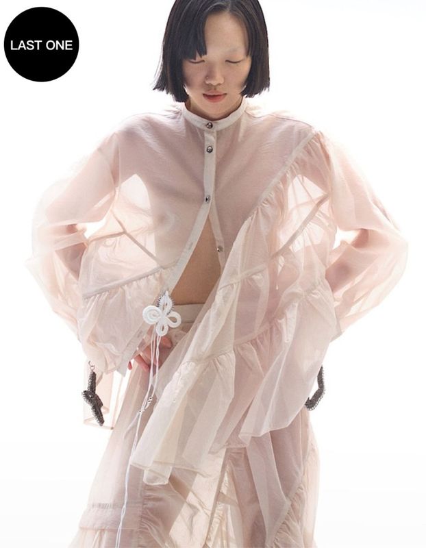 Sheer Gathered Blouse / ecru