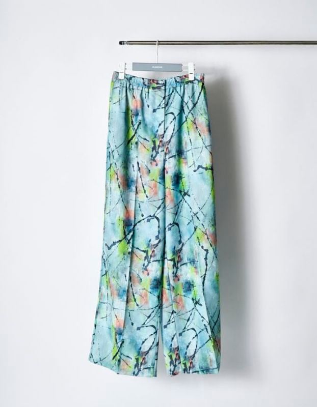 パンツ RUMCHE Water Print Trousers Mineral Print Shinny Trousers / navy | BOTTOMS,PANTS