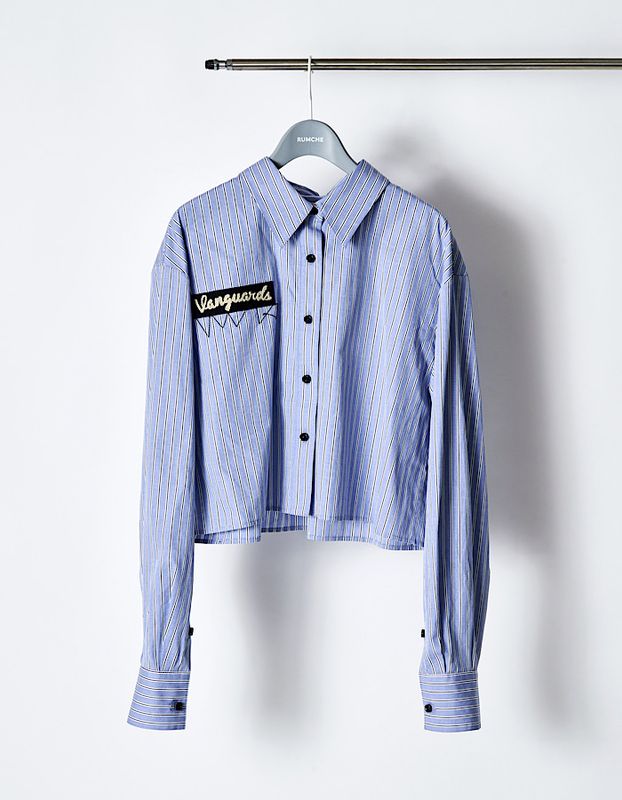 RUMCHEVAN Embroidery Cropped Shirt / blue
