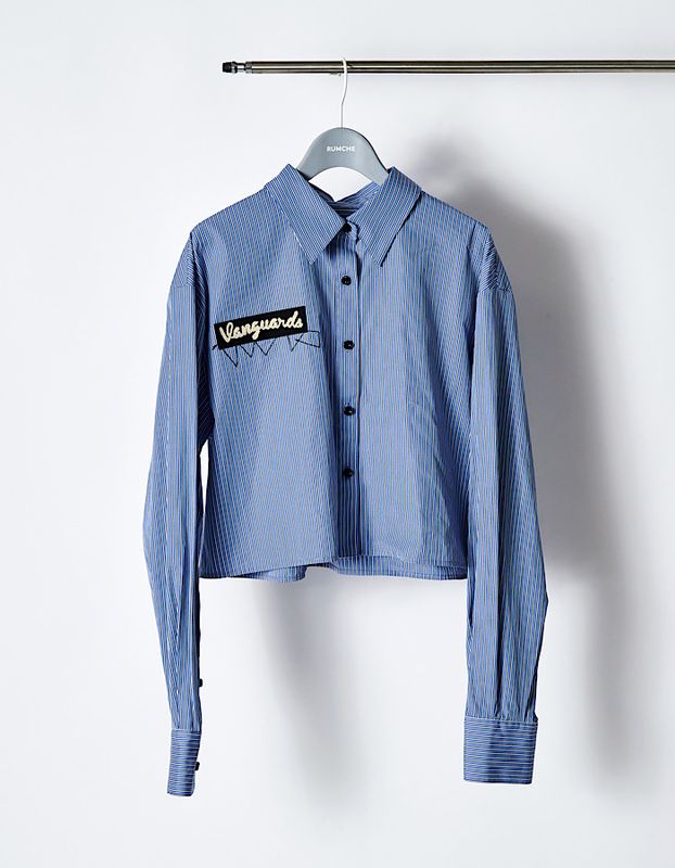 RUMCHEVAN Embroidery Cropped Shirt / navy