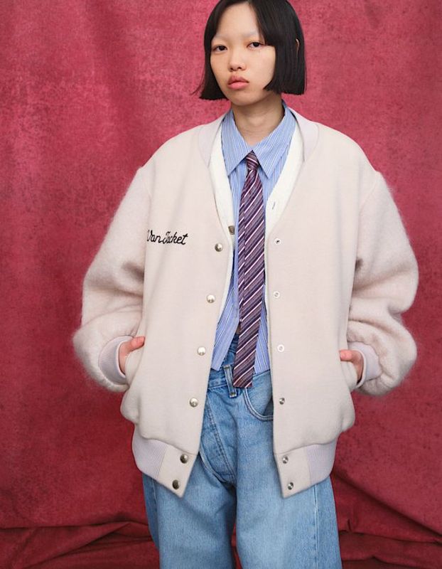 RUMCHEVAN Wool Mohair Stadium Jumper / ivory