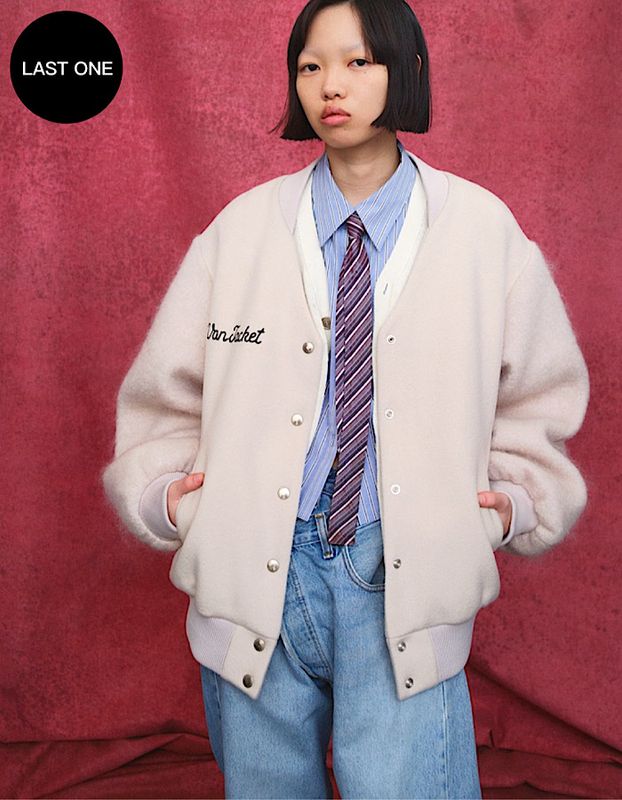 RUMCHE��VAN Wool Mohair Stadium Jumper / ivory