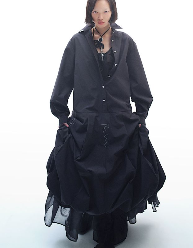 Stitch Balloon Dress / black