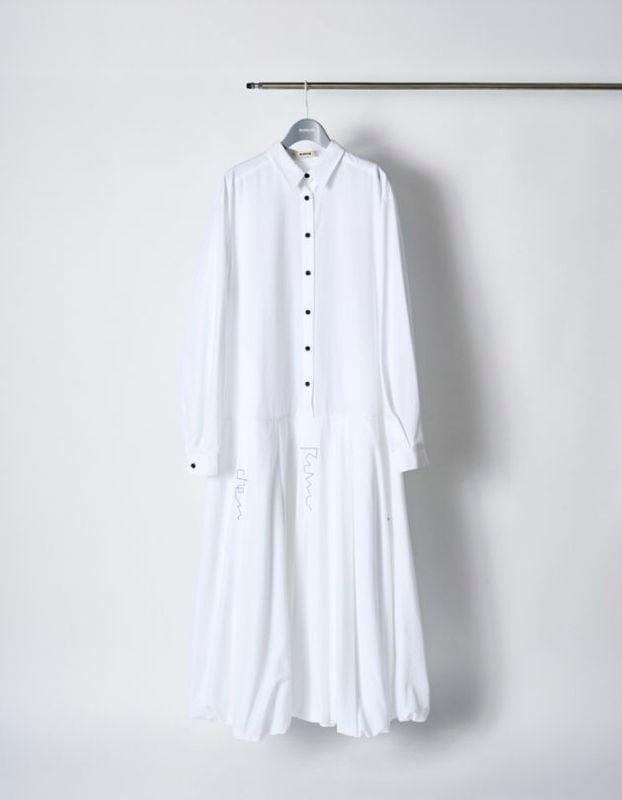 Stitch Balloon Dress / white