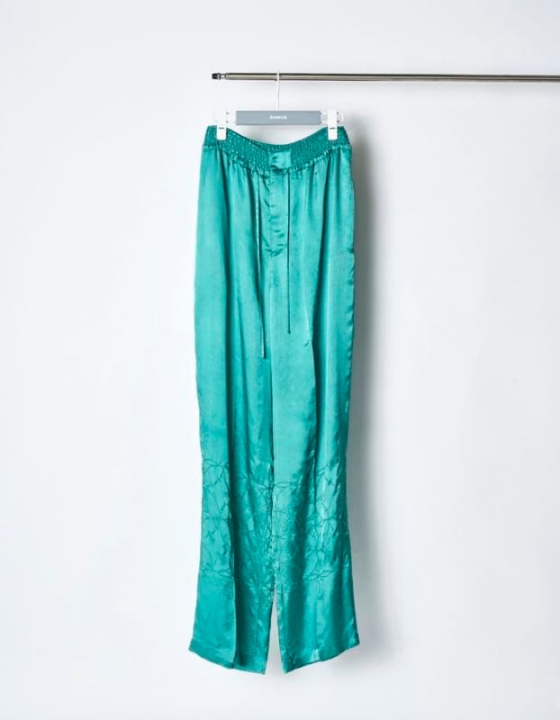 Tapa Pattern Embroidery Trousers / green