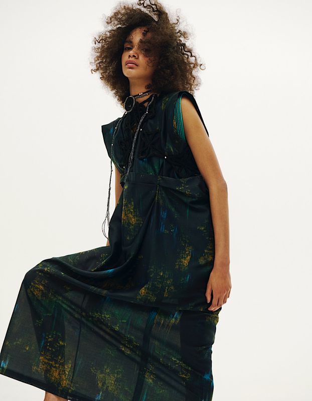 Corn Graphic Dress / navy