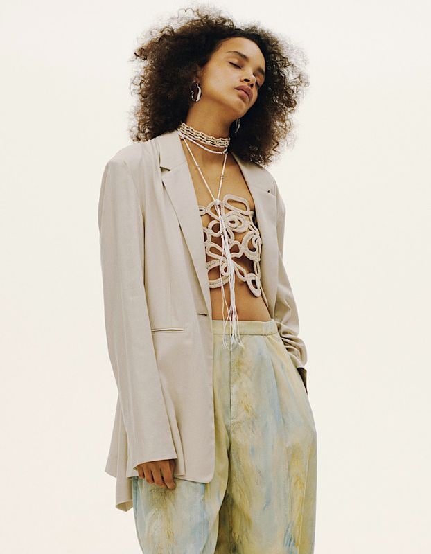 Layered Tuck Jacket / beige