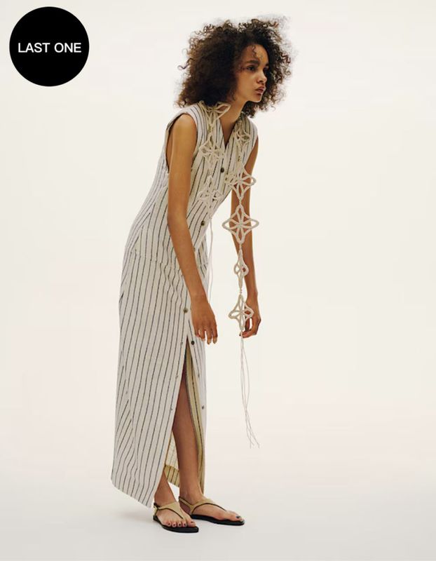 Spangled Stripe Dress / off white