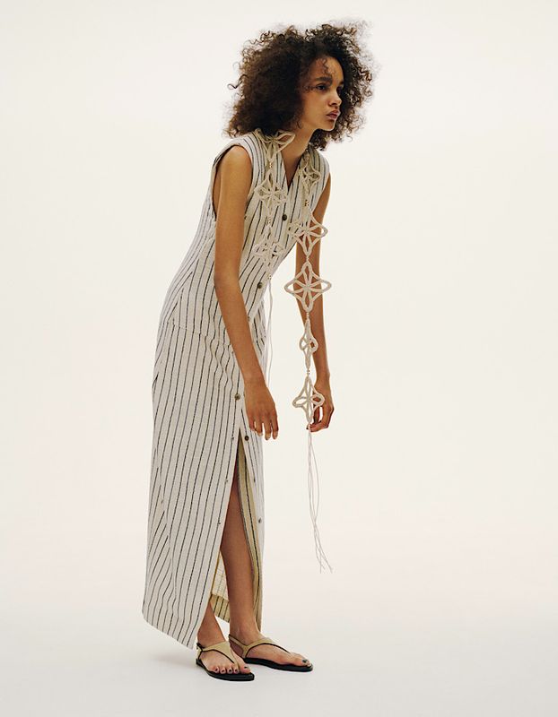Spangled Stripe Dress / off white