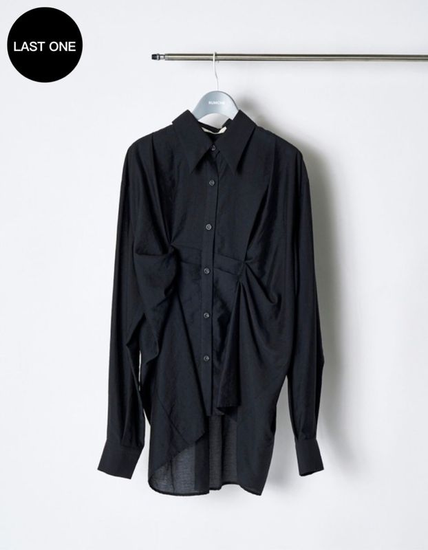 Sheer Layered Tuck Shirt / navy