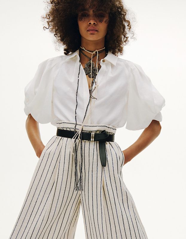 Ballon Sleeve Shirt / white