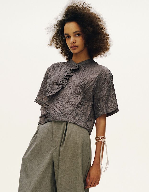 Catch Washer Cropped Tops / gray
