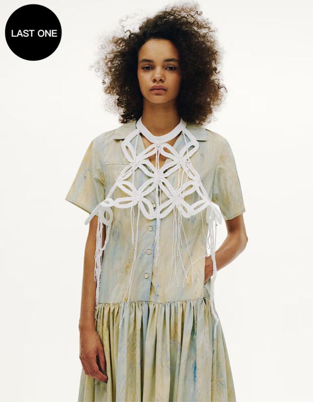 Leaf Fringe Bond Yarn Bustier / white
