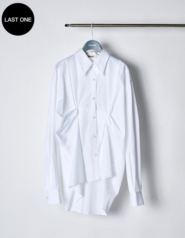 Cotton Layered Tuck Shirt / white
