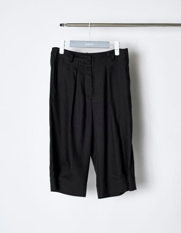 Side Button Half Pants / black