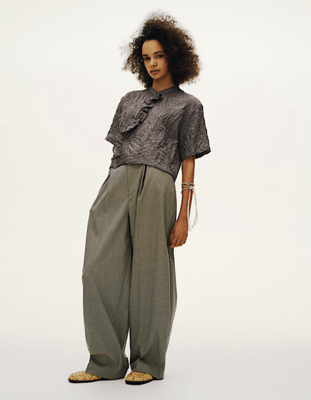 Tuck Wide Trousers / gray