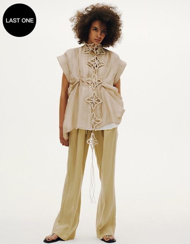 Gathered Tuck Wide Trousers / beige