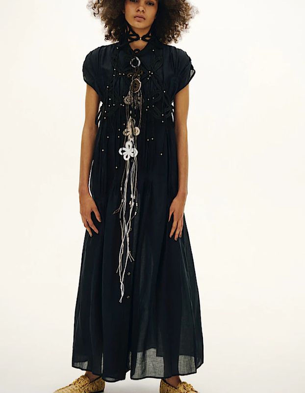 Bundled Tuck Dress / navy