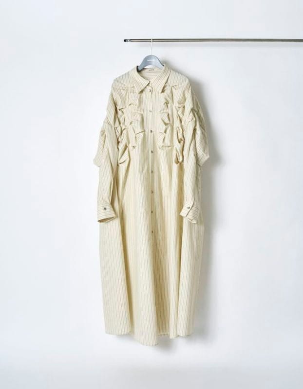 Snowflake Shirt Dress / ivory stripe