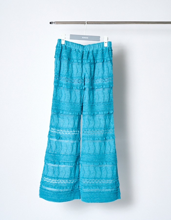 Lace Jacquard Knit Pants / blue | BOTTOMS,PANTS | RUMCHE OFFICIAL  