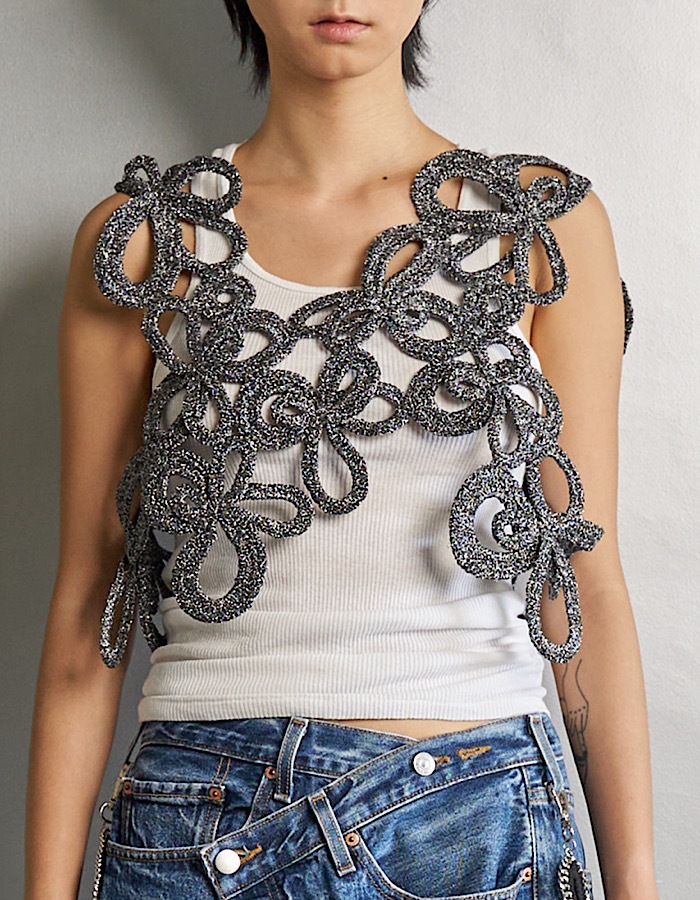 Lame Flower Bond Yarn Harness / silver