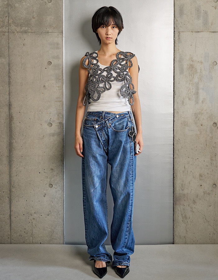 Lame Flower Bond Yarn Harness / silver