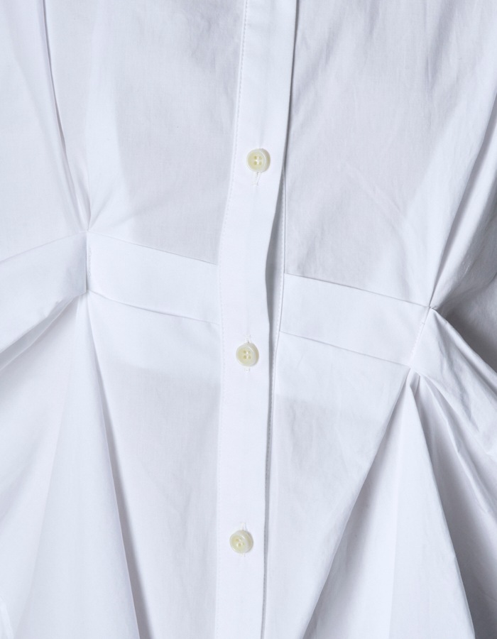 Cotton Layered Tuck Shirt / white
