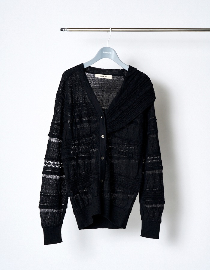 Lace Jacquard Knit Cardigan / black | TOPS,KNIT | RUMCHE OFFICIAL 