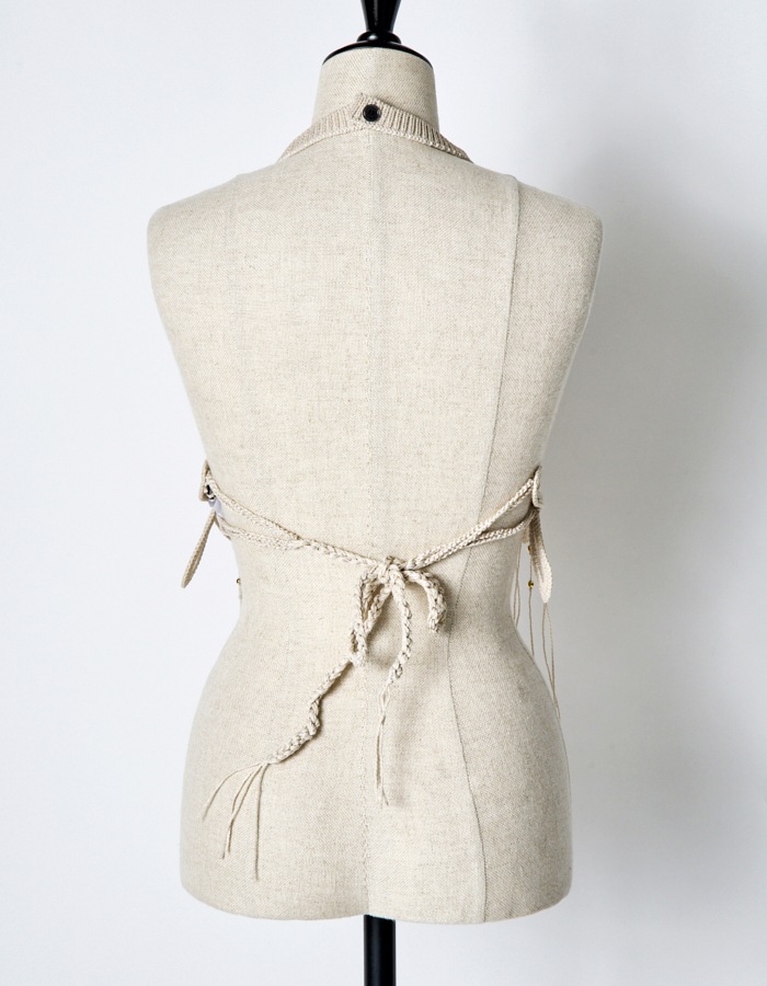 Leaf Fringe Bond Yarn Bustier / beige