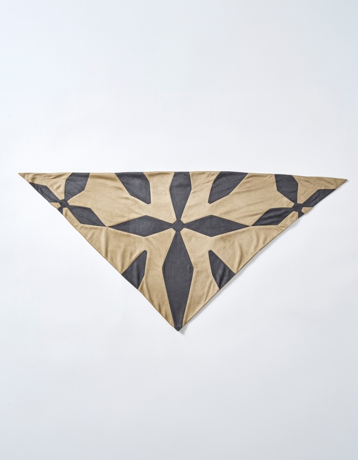 Scissors Patchwork Scarf / beige