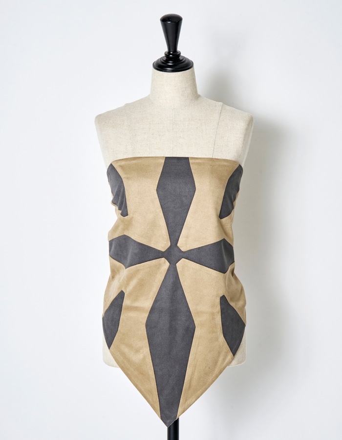 Scissors Patchwork Scarf / beige
