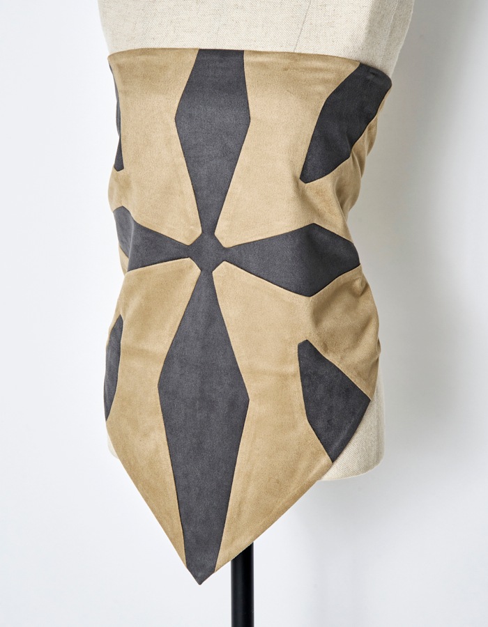 Scissors Patchwork Scarf / beige