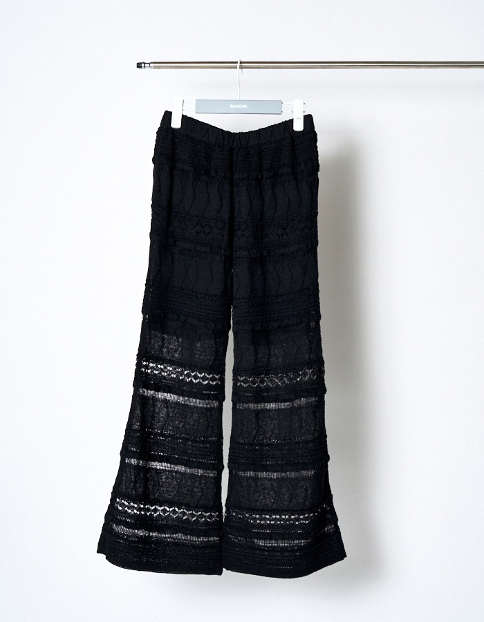 Lace Jacquard Knit Pants / black | BOTTOMS,PANTS | RUMCHE OFFICIAL 