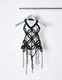 Leaf Fringe Bond Yarn Bustier / black