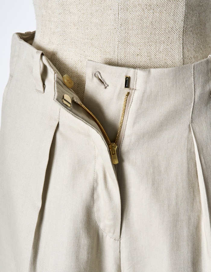 Side Button Half Pants / beige